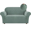 Turquoize Stretch Sofa Slipcover Loveseat Cover Couch Covers For 2 Cushion Couch 1 Piece Sofa Slipcover For Living Room With Jacquard Fabric And Elastic Bottom Furniture Protector(Loveseat, Dark Cyan)