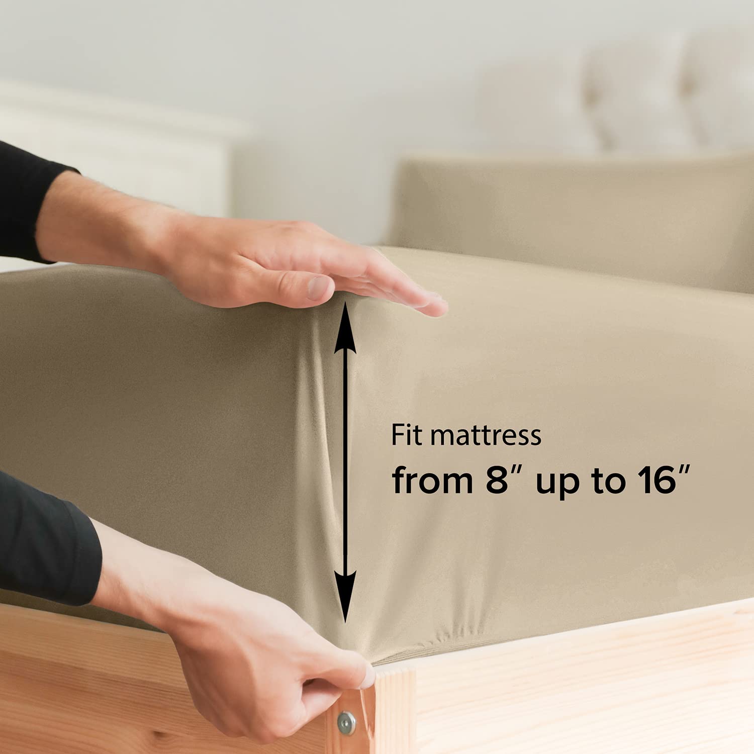 Queen Size Fitted Bed Sheet - Hotel Luxury Single Fitted Sheet Only - Fits Mattress Up To 16 - Extra Soft, Wrinkle Free, Breathable, And Cooling - Bottom Fitted Sheet - Cream Single Fitted Sheet Only