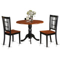 East West Furniture DLNI3-BCH-W 3 Piece Dining Set Contains a Round Dining Room Table with Dropleaf and 2 Kitchen Chairs, 42x42 Inch, Black & Cherry