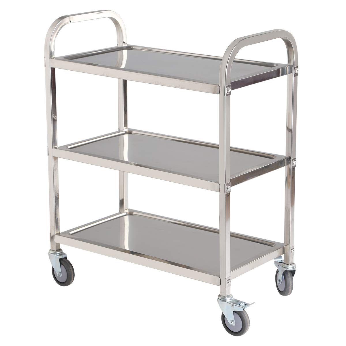 Amarite Stainless Steel Utility Cart with Wheels and Handle,29.5*15.7*33