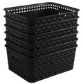 ZHENFAN Black Plastic Woven Storage Baskets, 6Pack Weave Basket Organizer for Kitchen Office Bathroom
