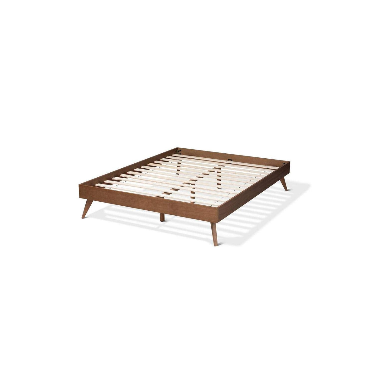 Baxton Studio Lissette Midcentury Modern Walnut Brown Finished Wood King Size Platform Bed Frame