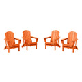 Westintrends Outdoor Adirondack Chairs Set Of 4, Plastic Fire Pit Chair, Weather Resistant Folding Patio Lawn Chair For Outside Deck Garden Backyardf Balcony, Orange