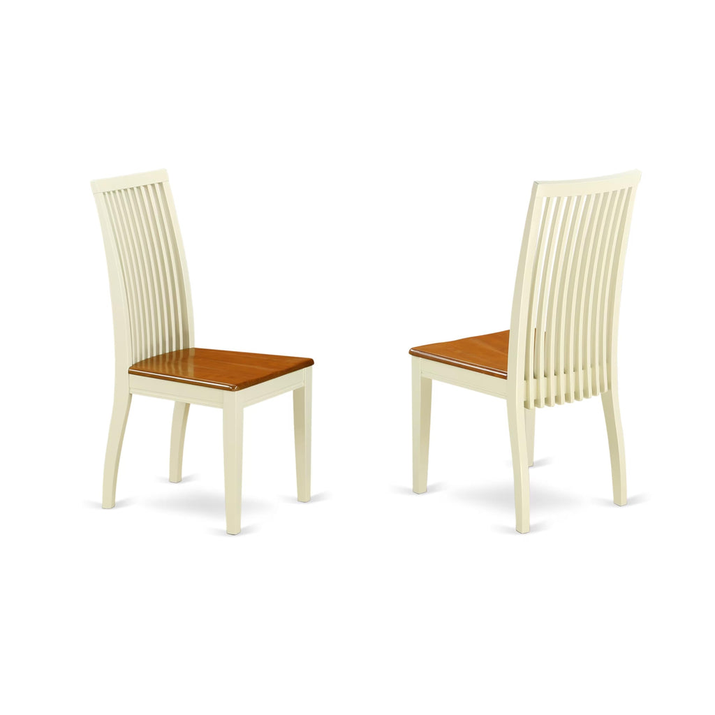 East West Furniture Keip5-Bmk-W 5 Piece Dining Room Furniture Set Includes An Oval Kitchen Table With Butterfly Leaf And 4 Dining Chairs, 42X60 Inch, Buttermilk & Cherry