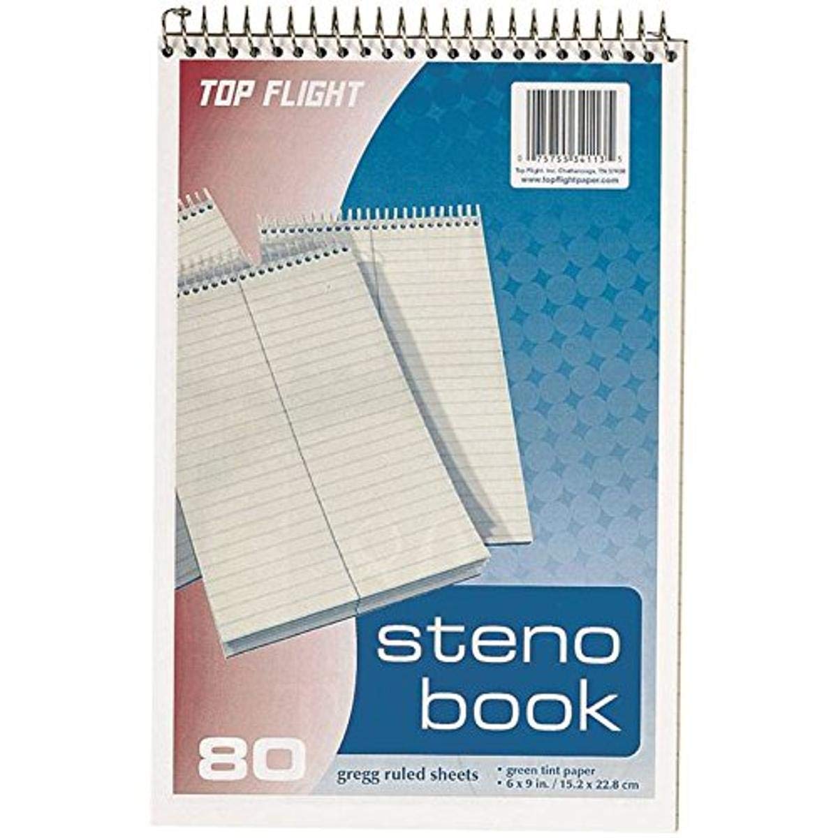 Top Flight Steno Book, 6 X 9 In, White, 80 Sheets