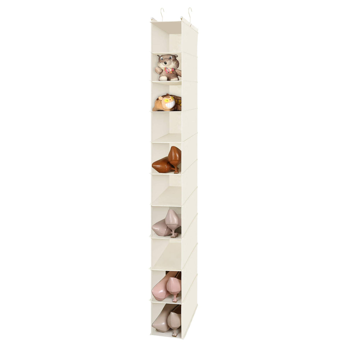 MAX Houser 10-Shelf Hanging Shoe Shelf Organizer, Hanging Shoe Storage for Closet (Beige)
