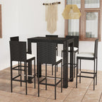 vidaXL Patio Bar Set with Cushions 7 Piece Garden Outdoor Bar Sets Dinner Bistro Dining Table Chair Stool Pub Furniture Seating Poly Rattan Black