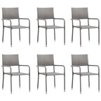 vidaXL 7-Piece Anthracite Grey Poly Rattan Patio Dining Set - Weatherproof Outdoor Furniture for Garden, Patio, Deck, includes Glass Top Table and Six Chairs
