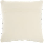 HomeRoots 60% Cotton 40% Polyester Navy Blue and Ivory Textured Stripes Throw Pillow