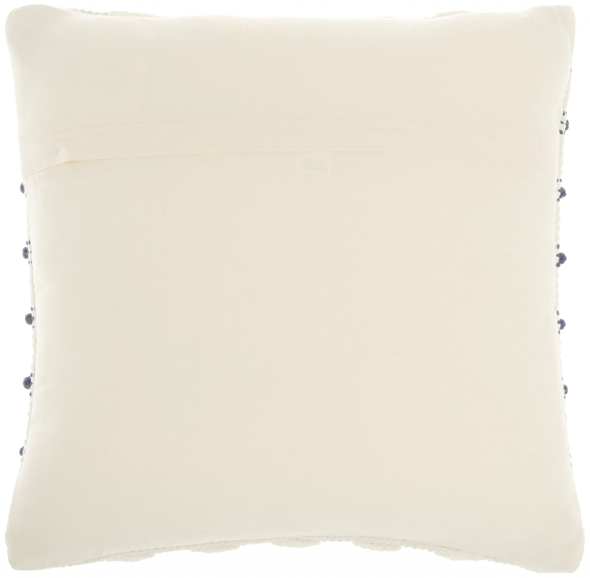 HomeRoots 60% Cotton 40% Polyester Navy Blue and Ivory Textured Stripes Throw Pillow