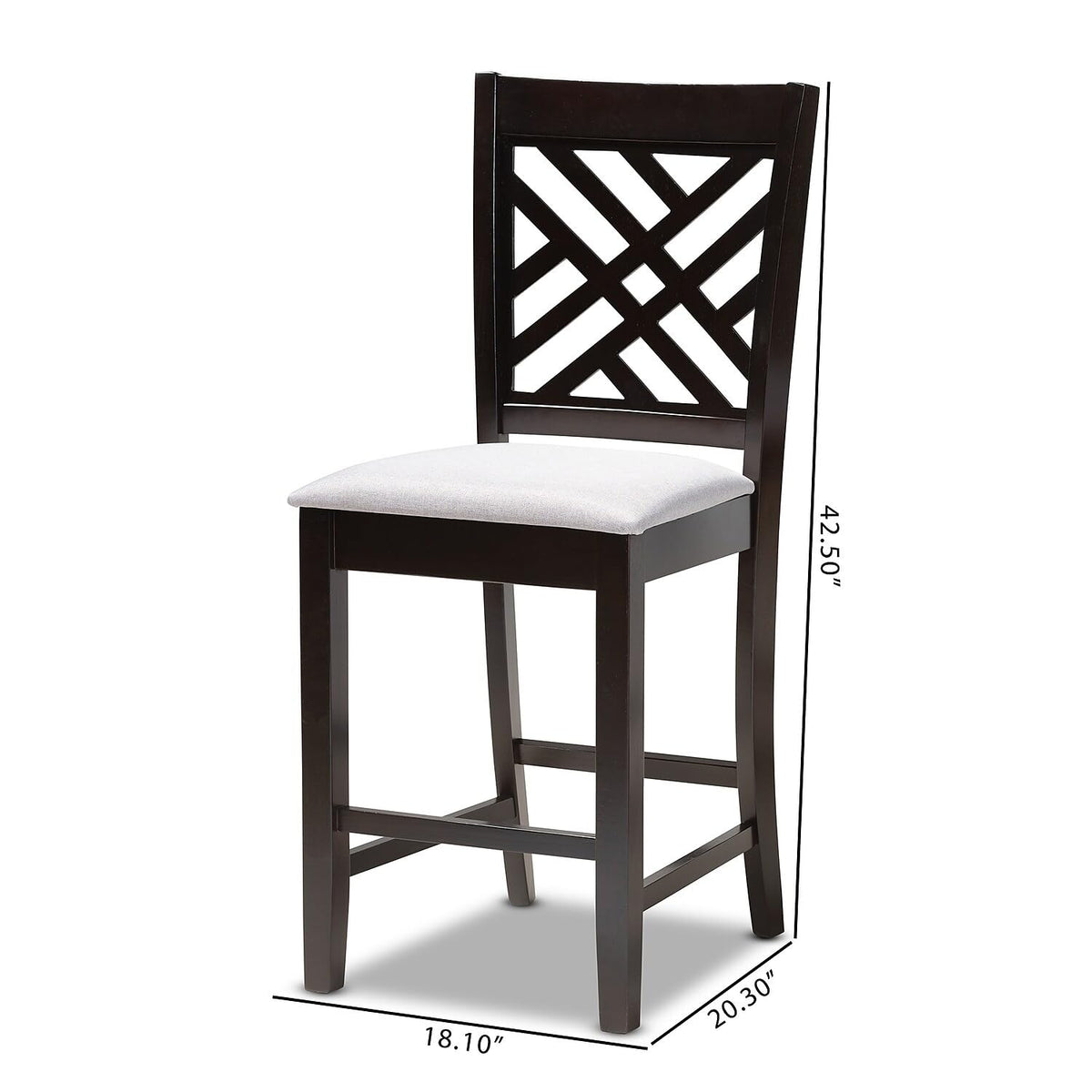 Baxton Studio Caron Modern and Contemporary Gray Fabric Upholstered Espresso Brown Finished Wood Counter Height Pub Chair Set of 2