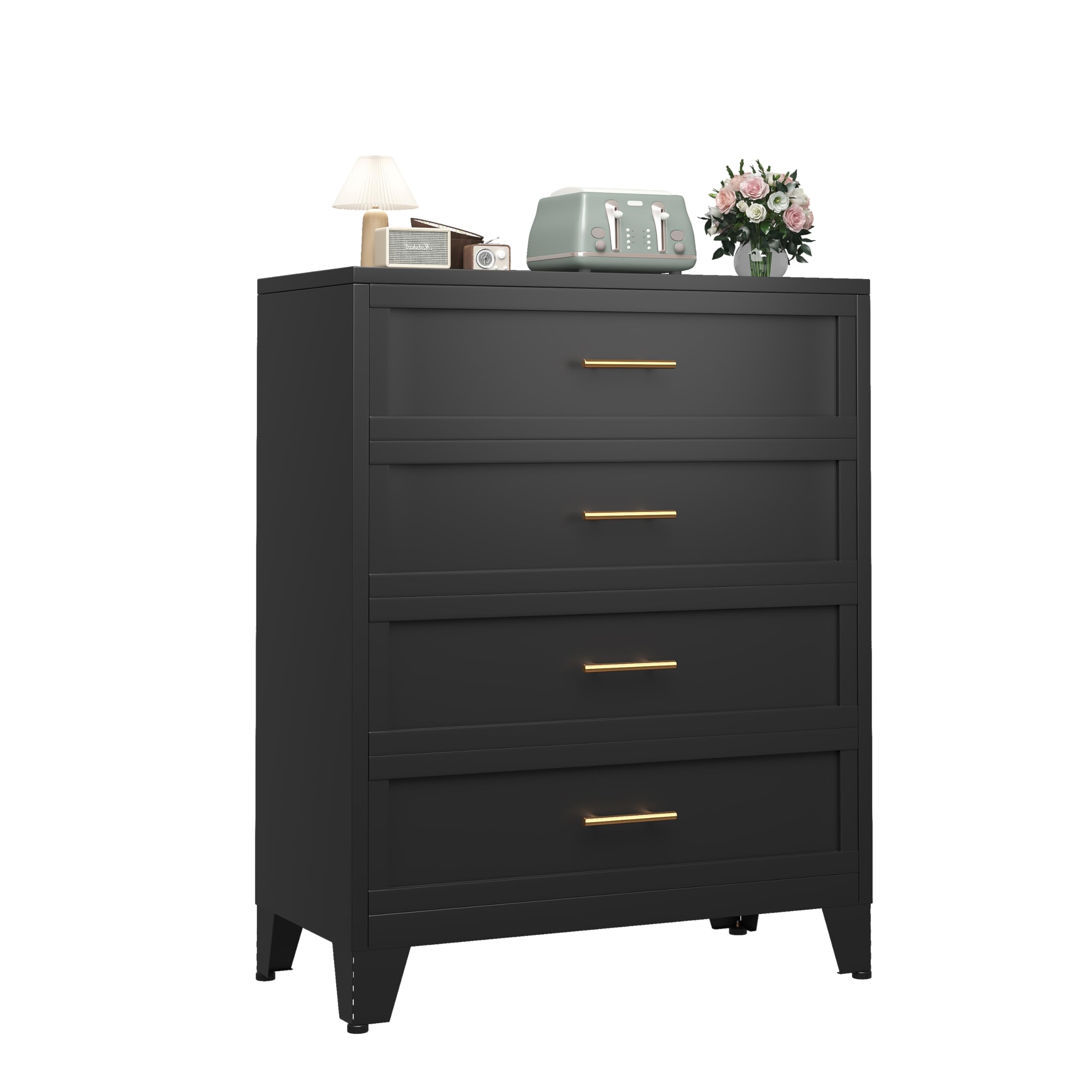Metal Dresser Tall Black Dresser for Bedroom Chest,43.11 H Drawer Chest, Closet Dressers & Chests of Drawers for Living Room, Ha