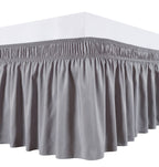 Biscaynebay Wrap Around Bed Skirts For King & Cal King Beds 14' Drop, Silver Grey Adjustable Elastic Dust Ruffles Easy Fit Wrin