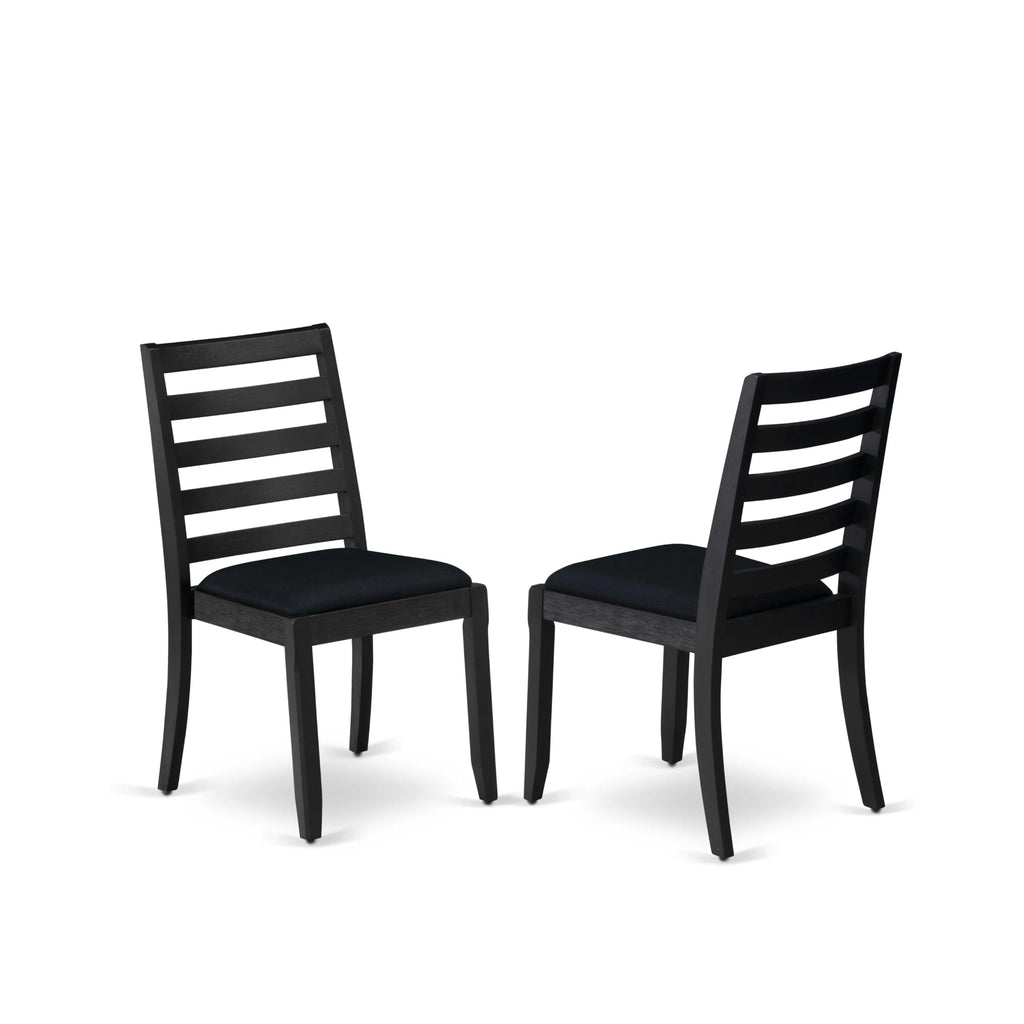 Luxe By East West Furniture X1P6T24 Dining Room Chair with Black Linen Fabric and upholstered Back, Wire Brushed Black Finish,