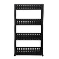 Cutting Edge 4 Layer Slim Storage Rack With Wheels  Classic Black