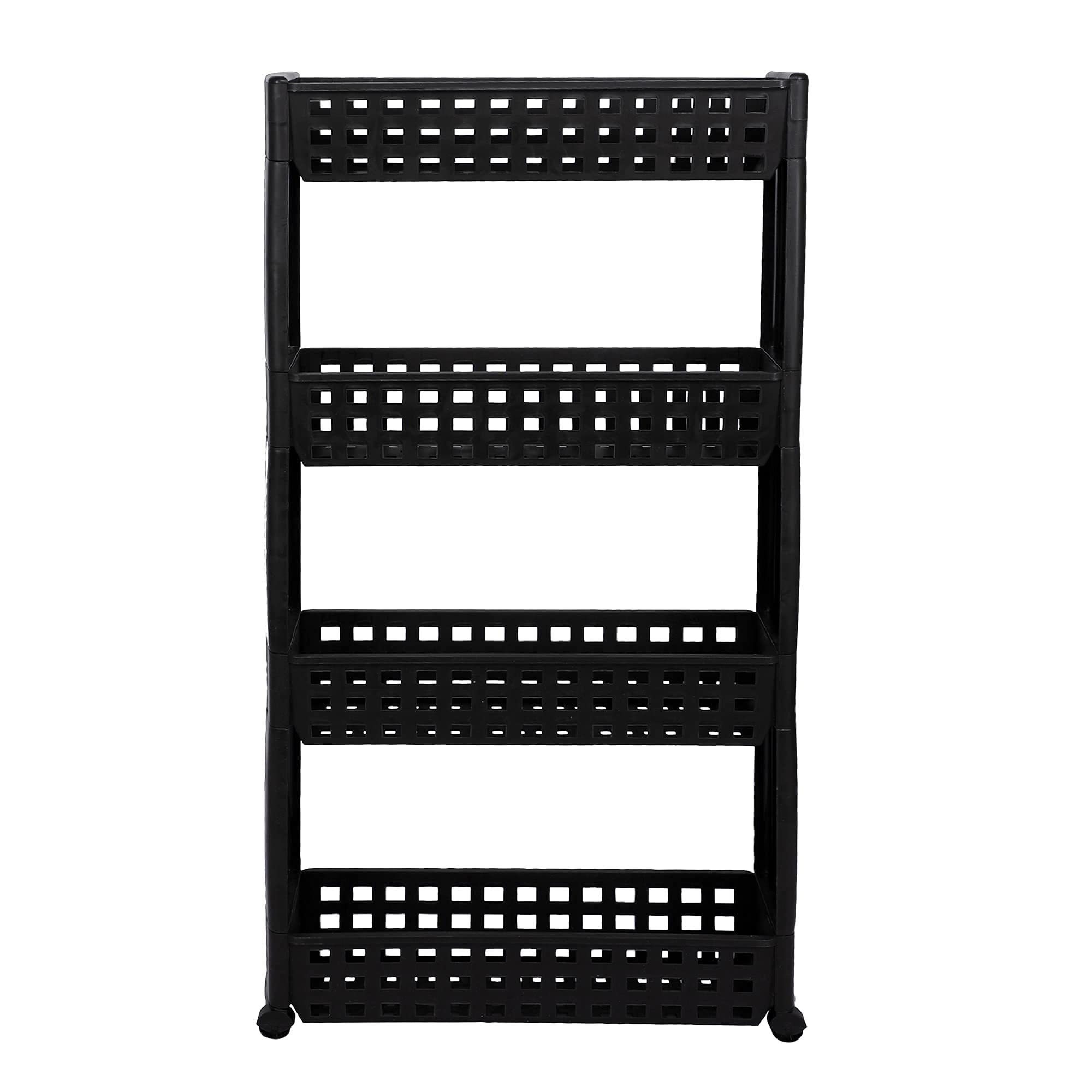 Cutting Edge 4 Layer Slim Storage Rack With Wheels  Classic Black