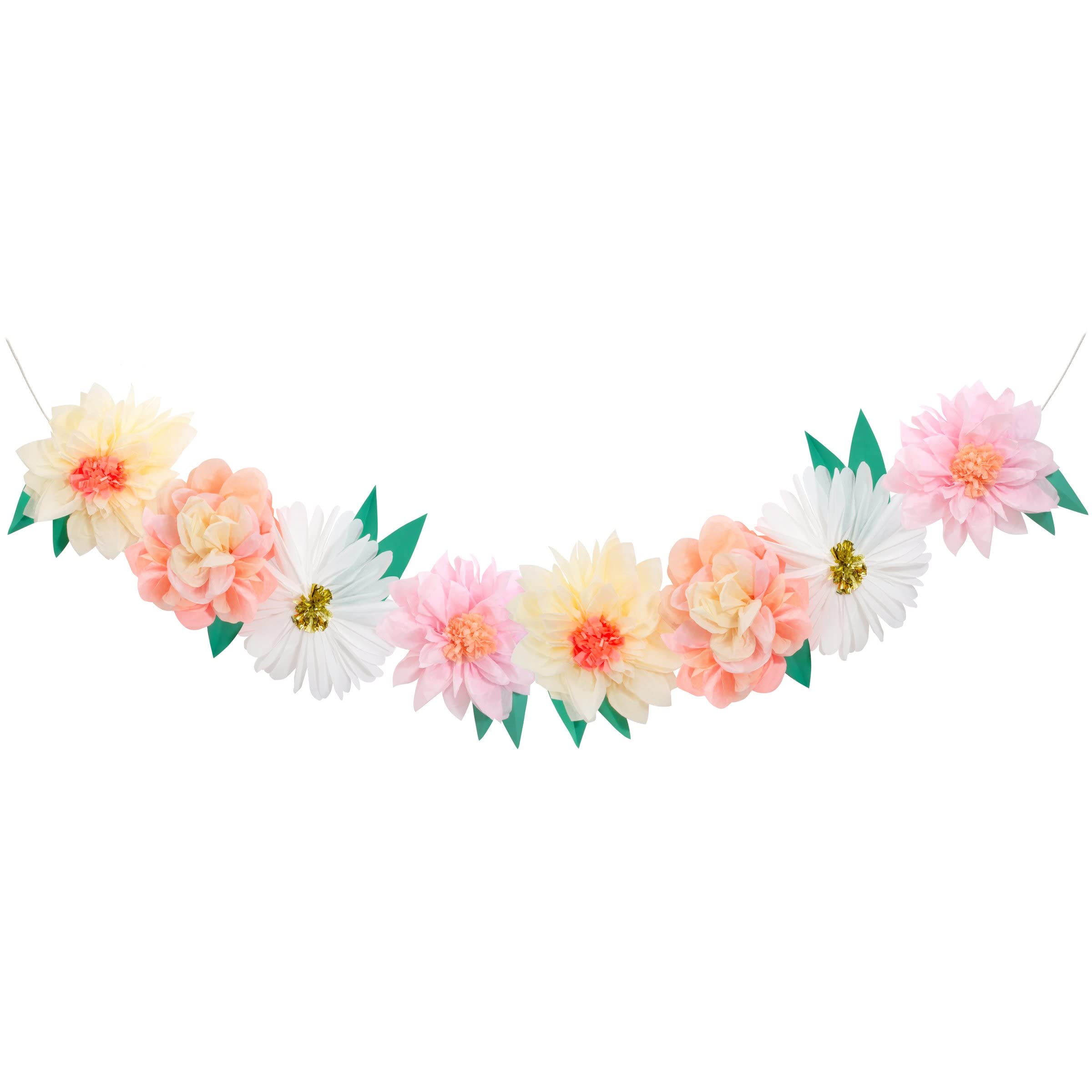 Meri Meri Flower Garden Giant Party Garland (Pack of 1), 8.5 Flower Garland (12.5 Including Excess Cord), Tissue Paper Flowers