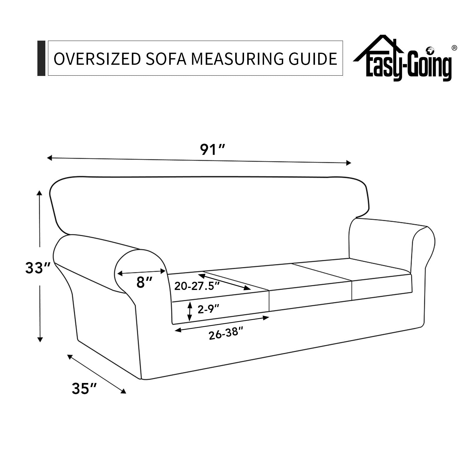 Easy-Going 4 Pieces Oversized Stretch Soft Couch Cover For Dogs - Washable Sofa Slipcover For 3 Separate Cushion Couch - Elastic Furniture Protector For Pets, Kids Brown