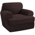 Princedeco 2 Pieces Armchair Slipcover Stretch Couch Covers For T Cushion Chair Slipcovers Soft Armchiar Covers Furniture Covers With 1 Individual T Cushion Shape Seat Covers Machine Washable, Brown