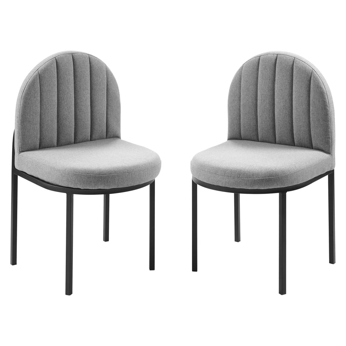 Modway Furniture EEI-4504-BLK-LGR Isla Dining Side Chair for Upholstered Fabric, Black Light Gray - Set of 2