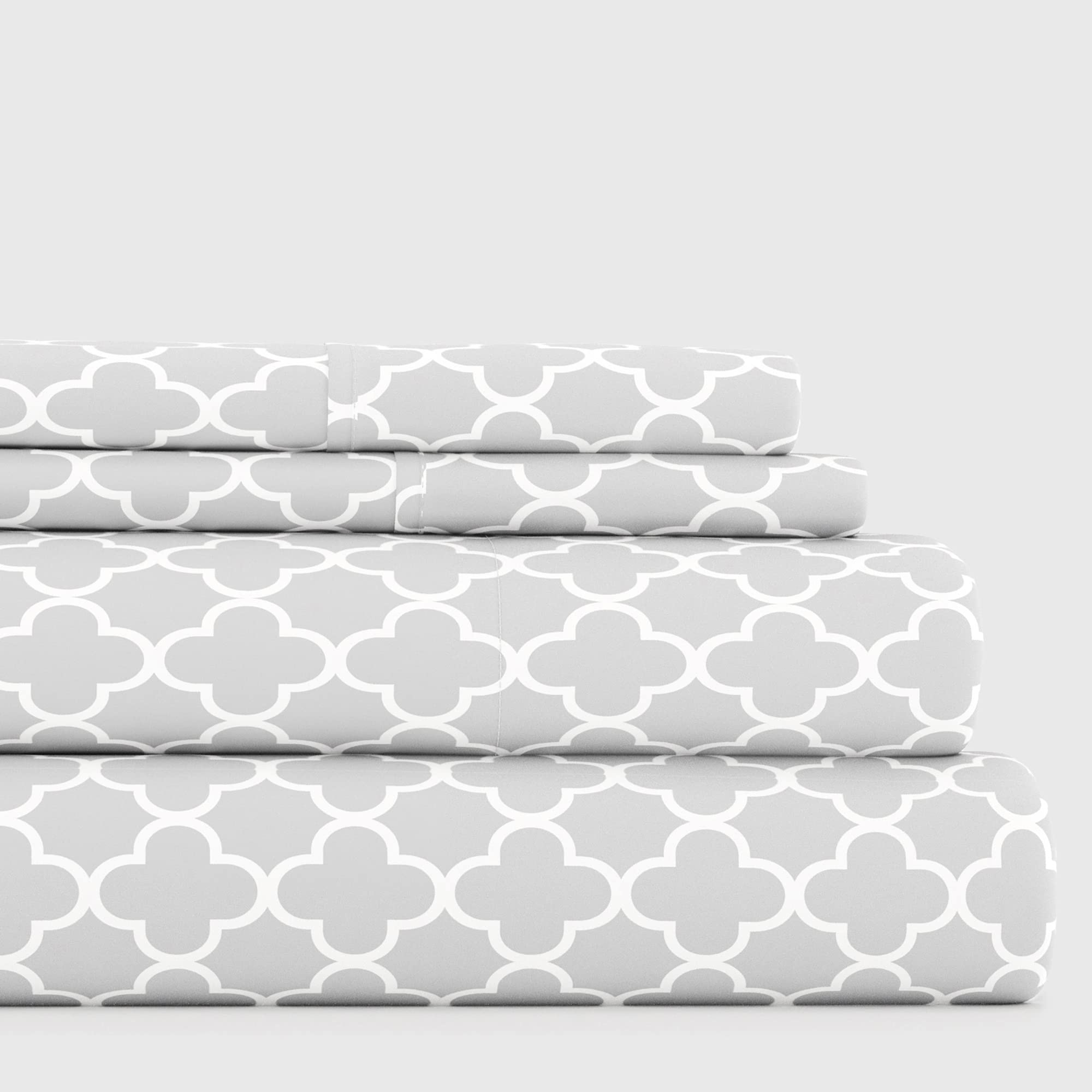 Linen Market 4 Piece King Bedding Sheet Set (Gray Quatrefoil) - Sleep Better Than Ever With These Ultra-Soft & Cooling Bed Sheet