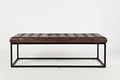Jofran 1730-78 Global Archive 55''Lx17.5''Wx17.5''H Mid-Century Modern Genuine Leather Bench Pre-Assembled, Dark Sienna