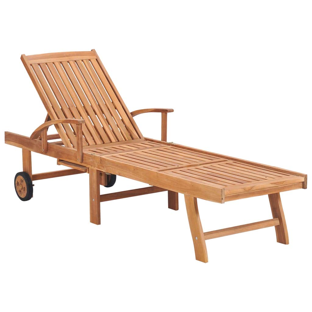 vidaXL Sun Loungers 2 pcs with Royal Blue Cushion Solid Teak Wood