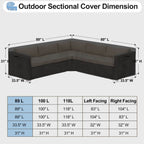 Outdoorlines Waterproof Outdoor Patio Sectional Cover - Uv Resistant & Windproof V-Shaped Patio Furniture Covers For Deck, Lawn And Backyard, 420D Heavy Duty Couch Cover 89' L (On Each Side) Black
