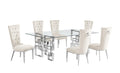 Best Quality Furniture D223-6Sc330 Dining, 7-Piece Set, Cream/Silver
