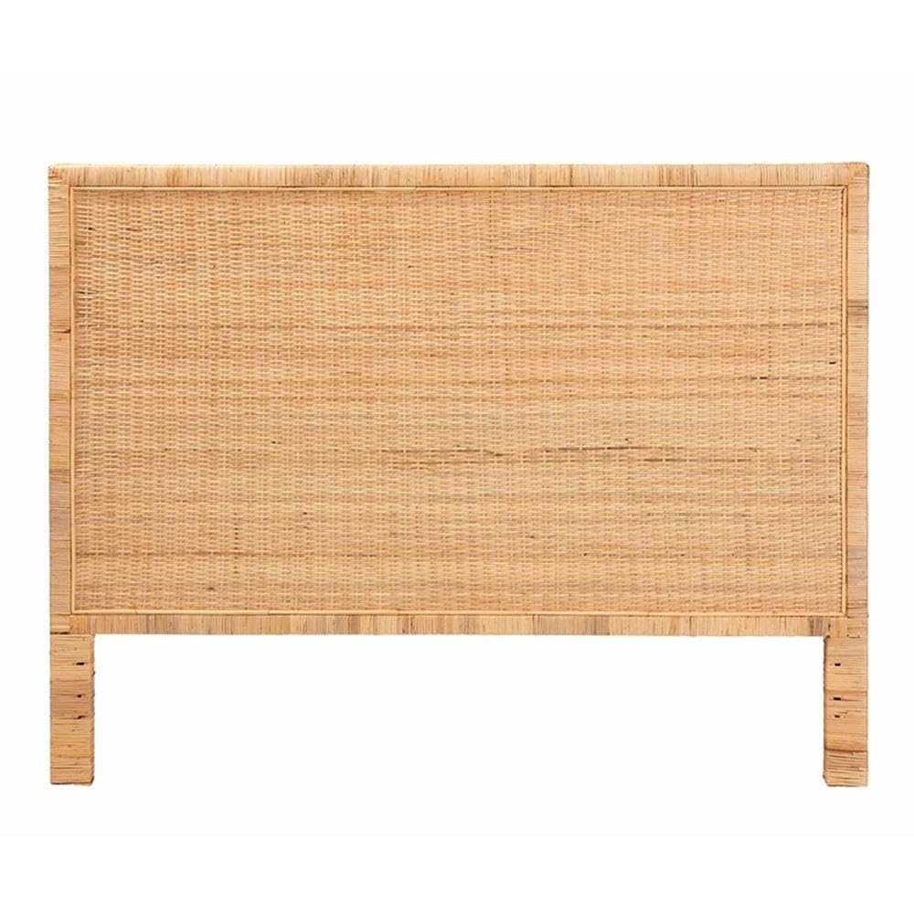 Baxton Studio Adelyn Rattan & Wood Queen Size Headboard in Brown
