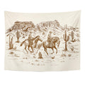 TOMPOP Tapestry Ranch Wild West Desert Sketch Western Landscape Home Decor Wall Hanging for Living Room Bedroom Dorm 60x80 Inche