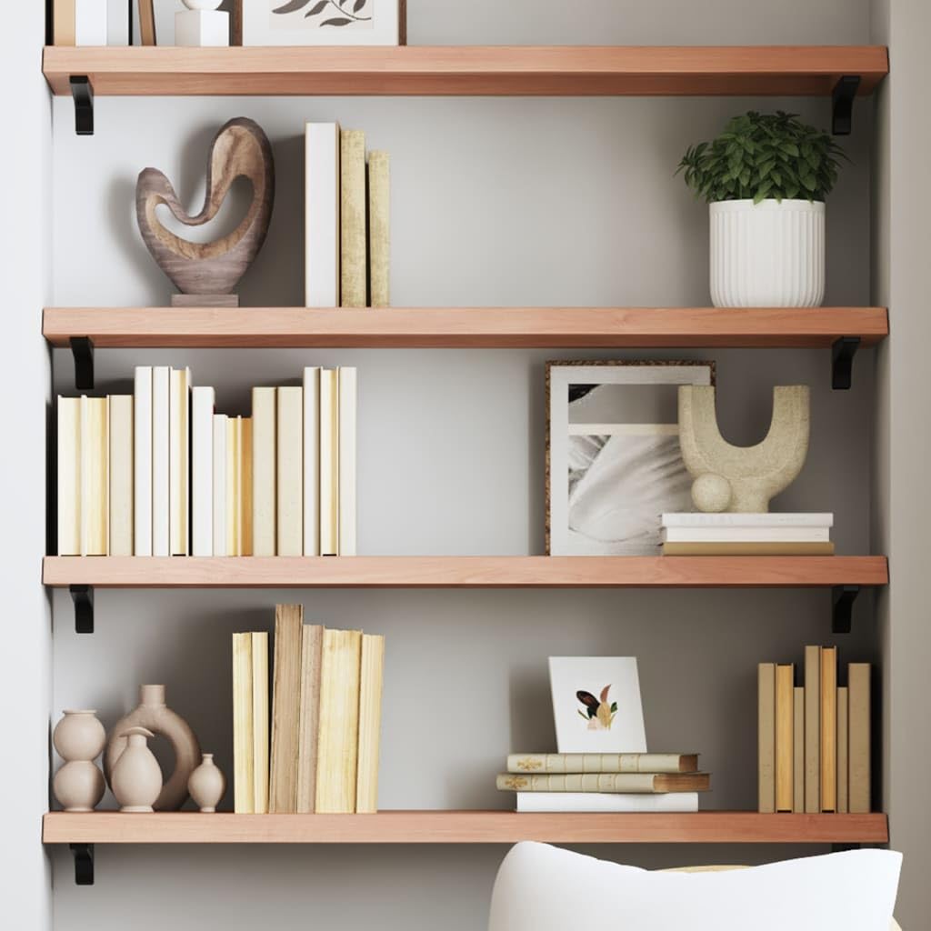 vidaXL Solid Oak Wood Wall Shelf, Light Brown – Handmade with Live Edge, Versatile and Lightweight Design for Home Décor
