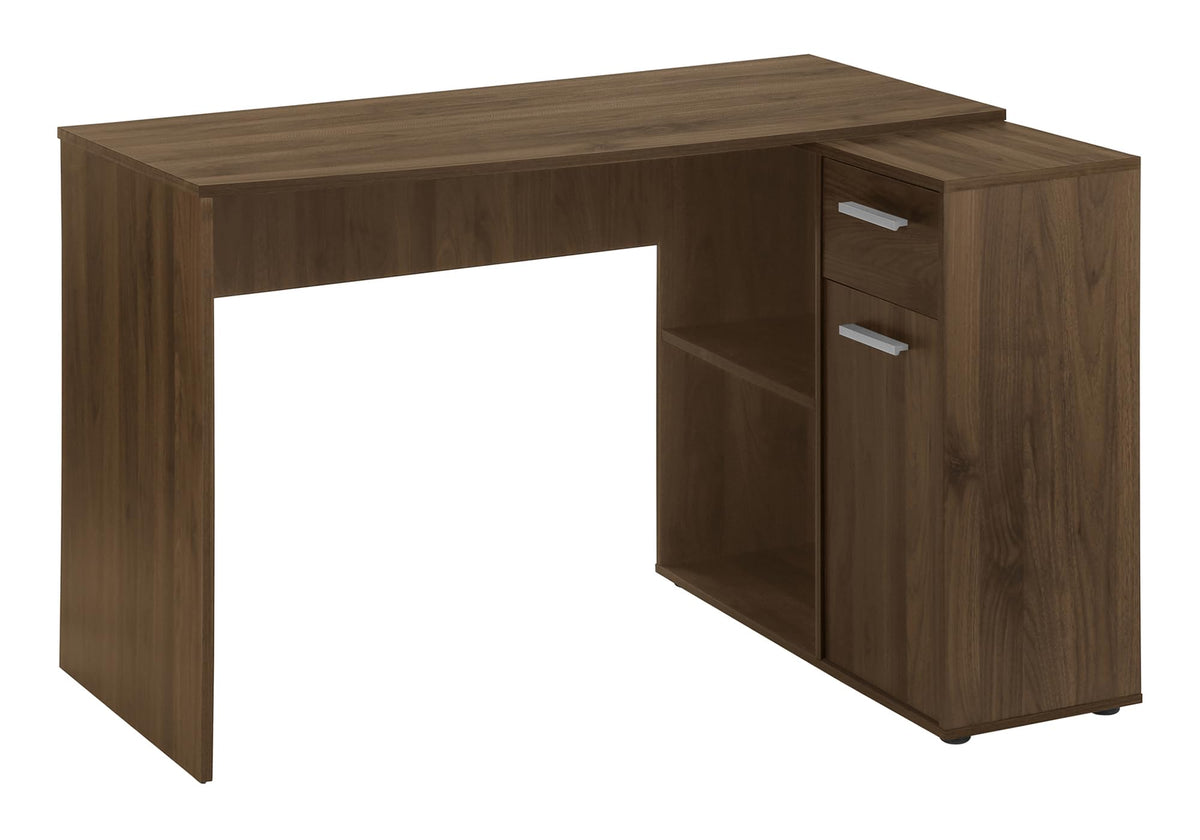 Monarch Specialties 7348 Computer Desk, Home Office, Corner, Storage Drawers, Shape, Work, Laptop, Laminate, Walnut, Contemporar