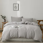 CLOTHKNOW Grey Comforter Sets Light Grey Bedding Comforter Set Twin Boys Men Comforter Solid Silver Gray Comforter 3Pcs Gray Bed