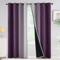 Yakamok 100% Blackout Curtains 84 inches Long,Room Darkening Purple Curtains Ombre for Bedroom Grommet Thermal Insulated Gradien