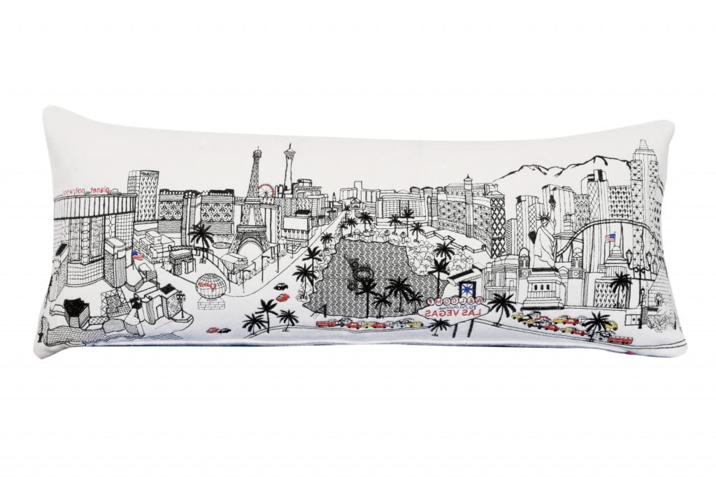 HomeRoots Cream 35' White as Vegas Daylight Skyline Lumbar Decorative Pillow