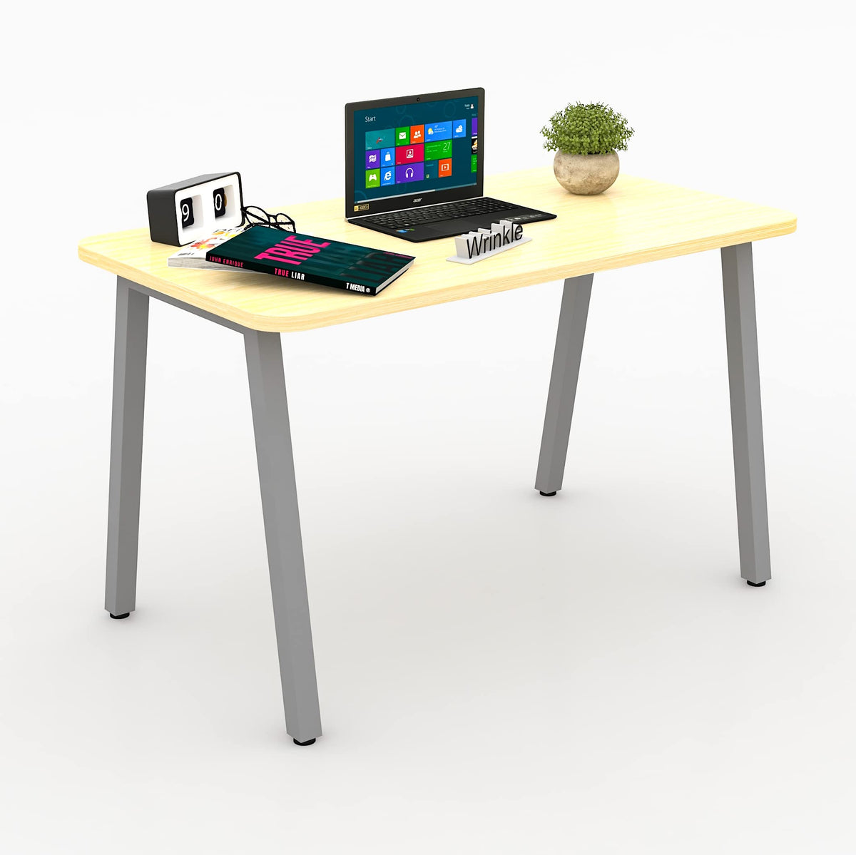 Wrinkle Sheesham Wood And Metal Frame Writing Study Table For Students Office Laptop Desk For Living Room Study Room  (Maple Fi