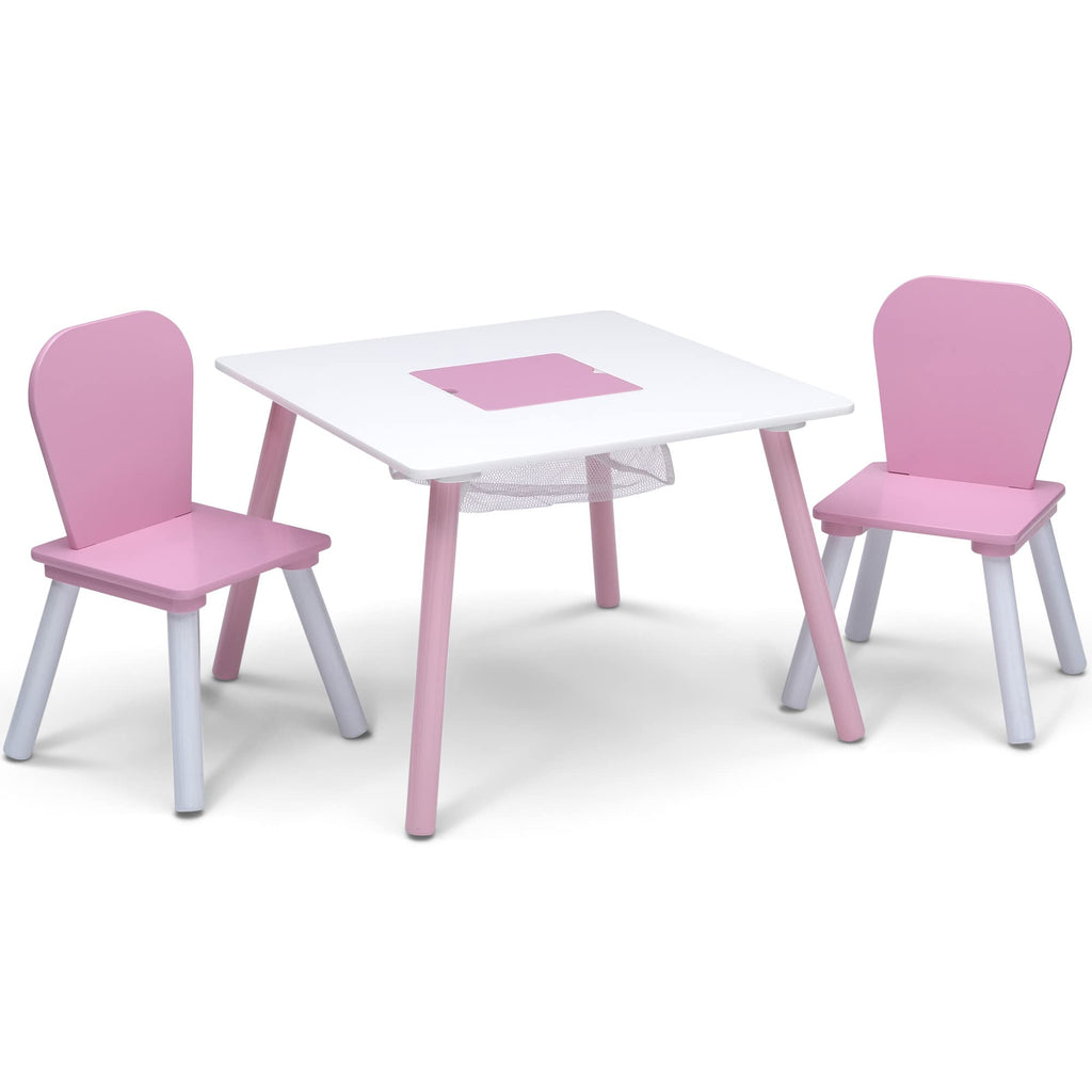 Delta Children 4-Piece Toddler Playroom Set Wood Pink/White