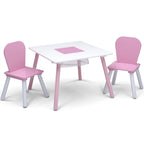 Delta Children 4-Piece Toddler Playroom Set Wood Pink/White