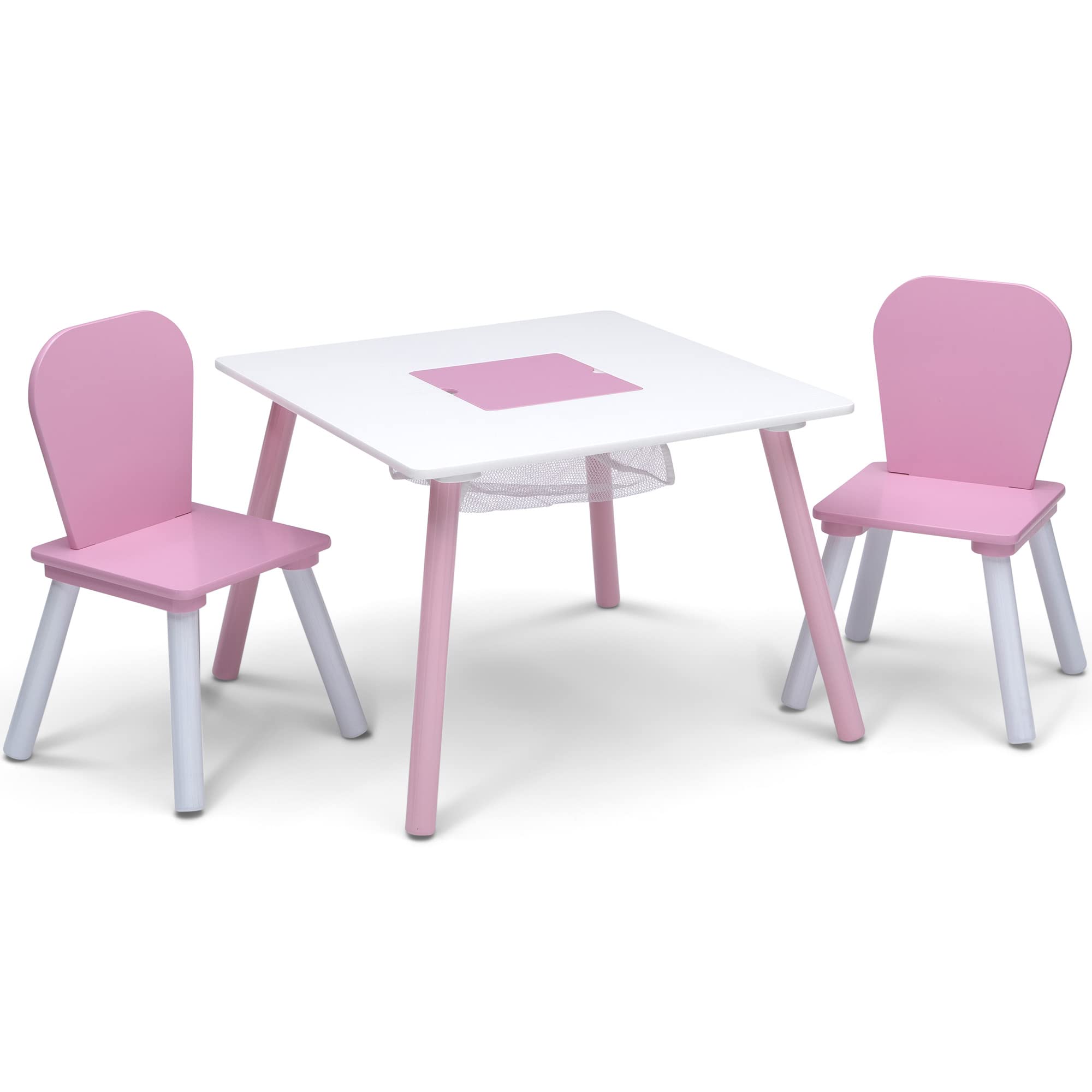 Delta Children 4-Piece Toddler Playroom Set Wood Pink/White