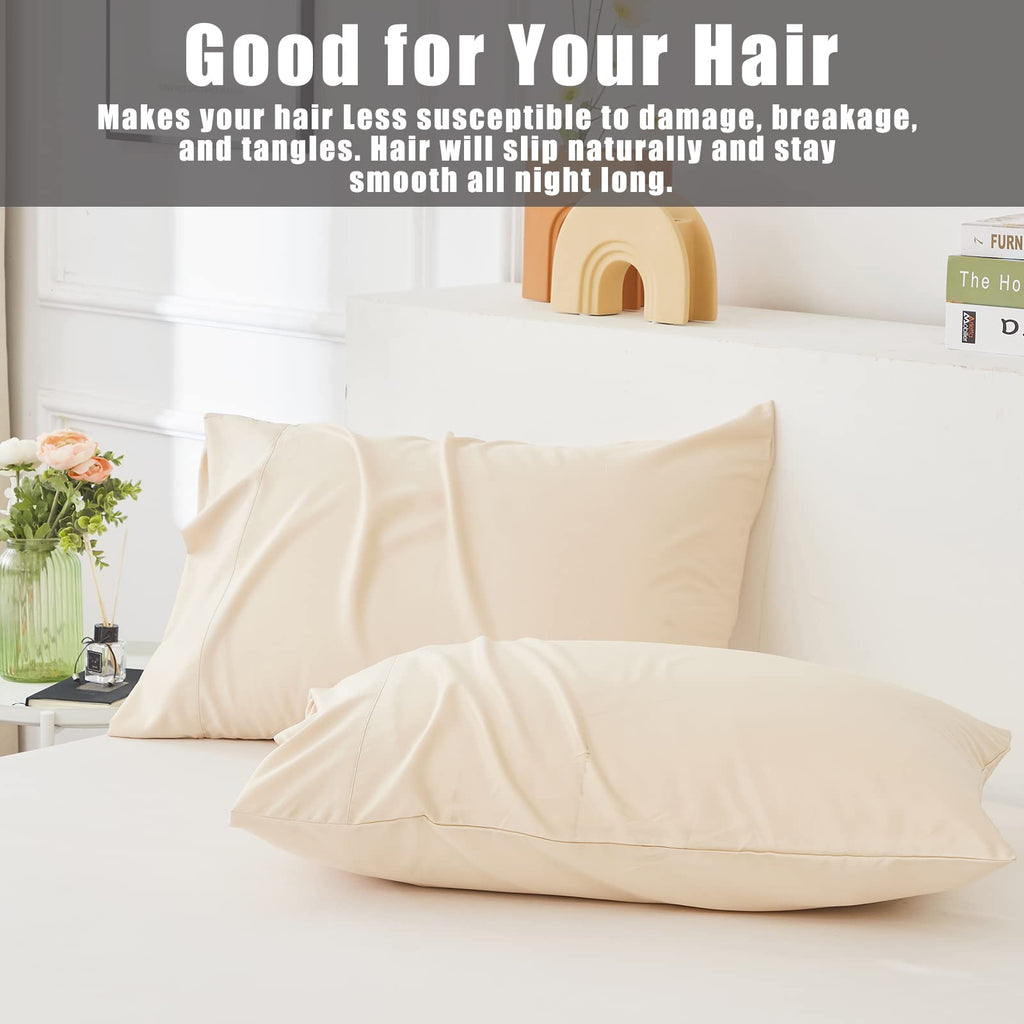 Pillow Cases Standard Size 2 Pack, Bamboo Rayon Cooling Pillowcases With Envelope Closure, Cool Breathable Pillow Case For Hot S