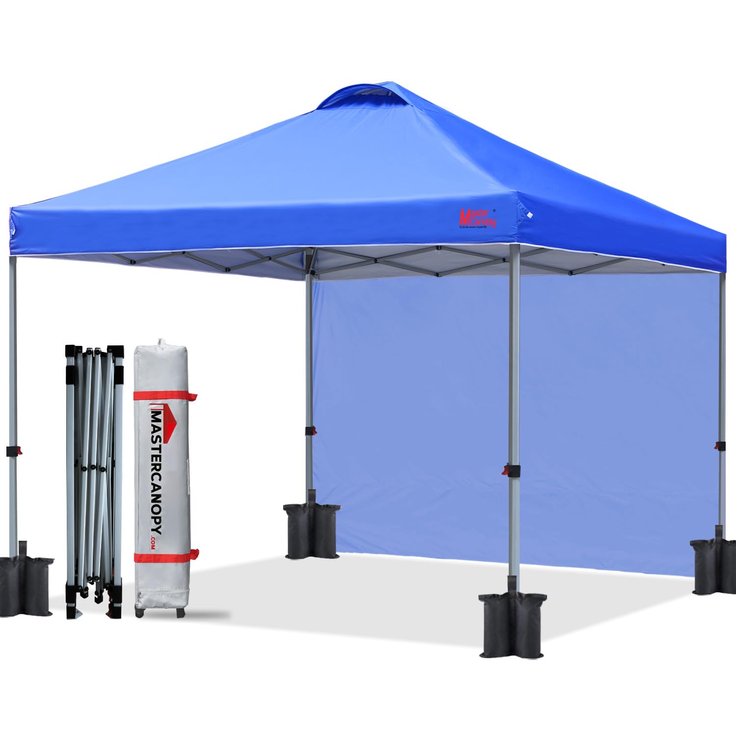 Mastercanopy Durable Pop-Up Canopy Tent With 1 Sidewall (6.6'X6.6',Blue)