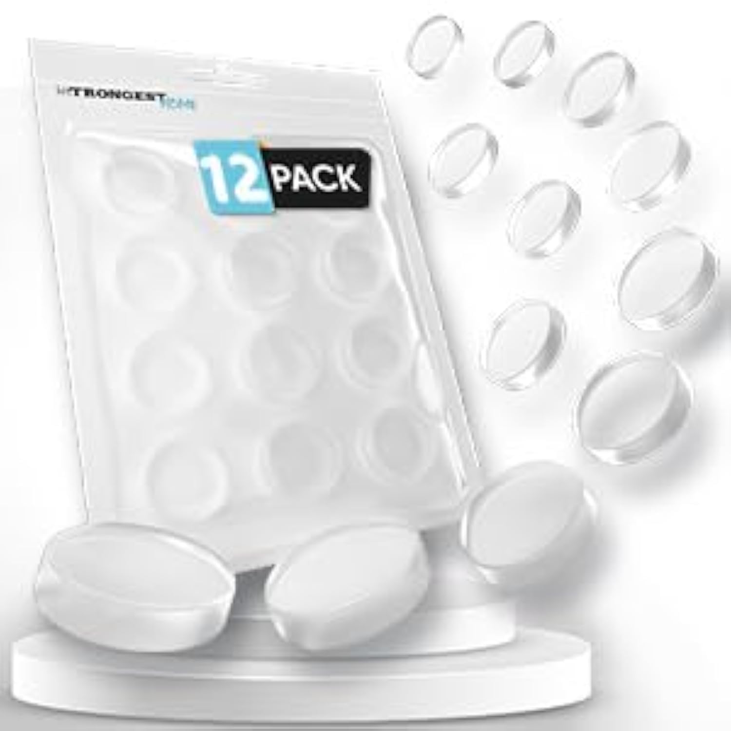 Strongest Wall Door Handle Stopper Set. 12 Pieces Of Clear Rubber Door Knob, Round Wall Shield Cushion. Quiet Wall Protector For