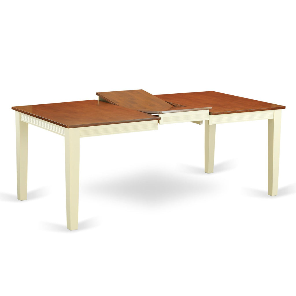 East West Furniture QUIN5-WHI-W 5 Piece Dining Room Table Set Includes a Rectangle Kitchen Table with Butterfly Leaf and 4 Dining Chairs, 40x78 Inch, Buttermilk & Cherry