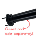 Desunia Closet Rod Support Flanges With Screw On Attachment | Heavy Duty Clothes Pole End Sockets For Wardrobes | Black | 2 Pack