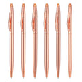 Wikult 6 Pieces Rose Gold Slim Metal Ballpoint Pen, 1Mm Medium Point Black Ink Smooth Writing, For Business Office Teacher Stude
