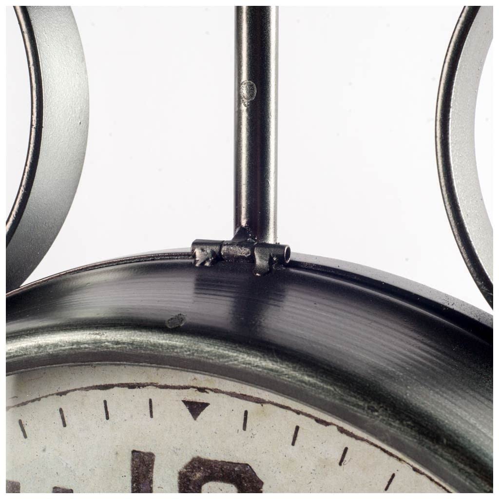 HomeRoots Metal, Other 19' Large Round Industrial styleWall Clock w Two Clock Faces Silver Frame