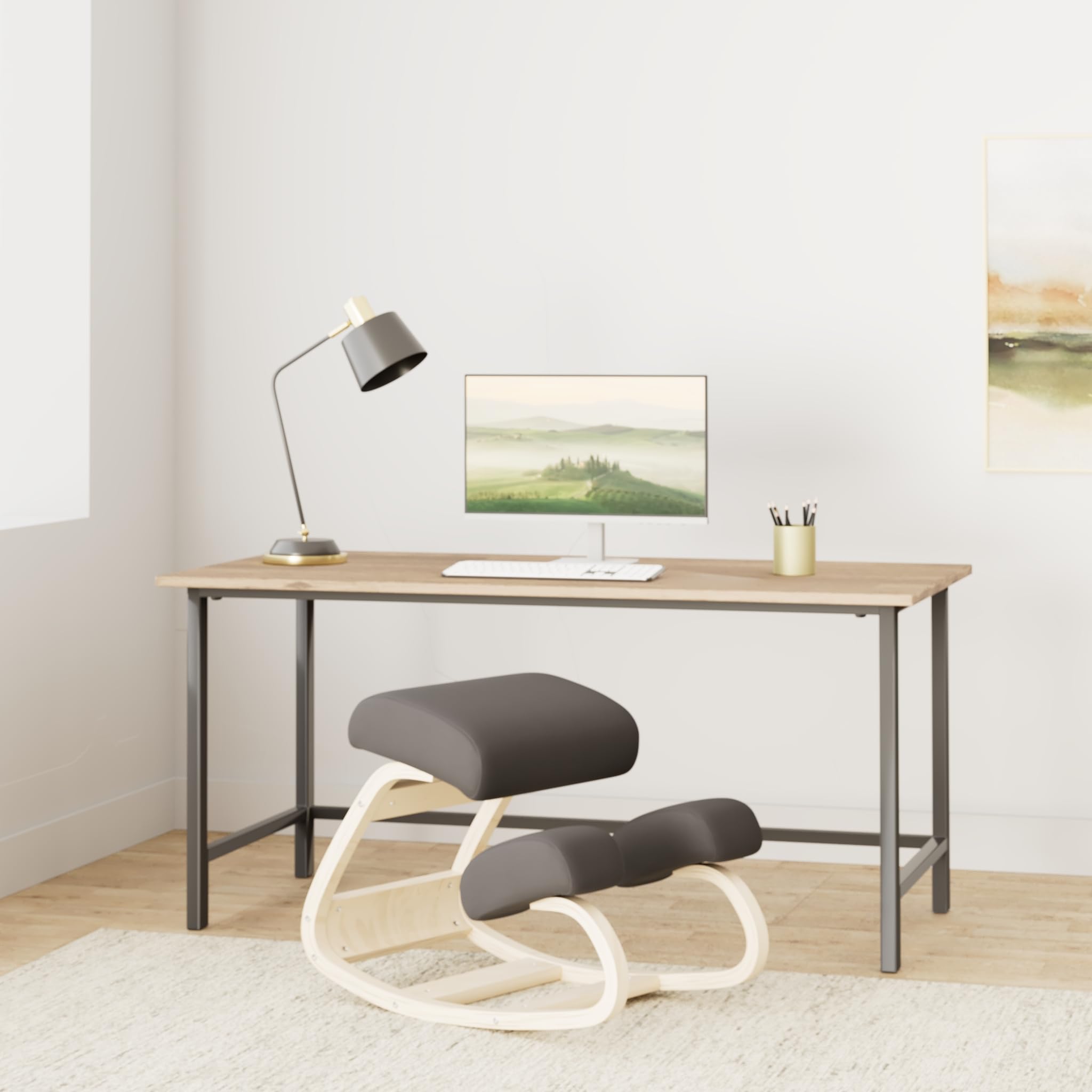 Luxton Ergonomic Kneeling Chair With Extra Padding - Posture Support Comfortable Desk Chair - Angled Rocking Stool & Balancing Seat - Natural Relief For Neck Or Back Pain (With Extra Padding)