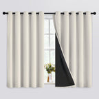 Simplehome 100% Blackout Curtains For Bedroom,Thermal Insulated Cream Grommet Window Drapes Room Darkening Curtains For Living R