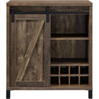 Coaster Furniture Sliding Door Rustic Oak Bar Cabinet 35.5" W x 15.5" D x 41.75" H 182852